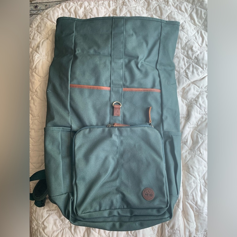 New Timberland Green Rolltop Backpack Durable Design. New with tags. 24”X 17”